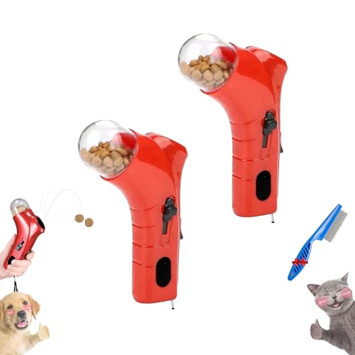 Generisch Cat Treat Launcher Tool, Cat Treat Tool Shooter, Pet Snack Shooter, Interactive Pet Treats Launcher, Cats and Dog Feeding Catapult, Pets Treats Snack Dispenser Toy (2pcs,Red) von Generisch