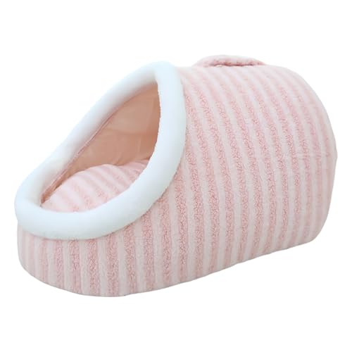 Generisch Cozy Hideaway Pet Bed for Dogs Cats, Warm Cozy Cave Dog Bed Indoor, Plush Dog Slipper Bed with Cover Cave (Pink,Medium) von Generisch