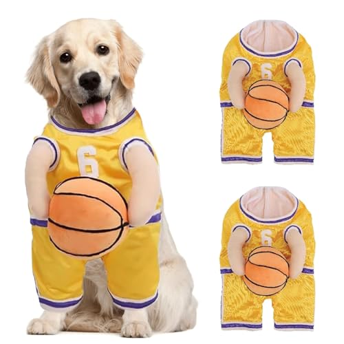 Generisch Dog Basketball Costume, Dog Basketball Costume with Ball, Basketball Dog Costume, Dog Basketball Player Costume, Holding Balldog Basketball Jersey with Ball Costume (Small,Yellow*2) von Generisch