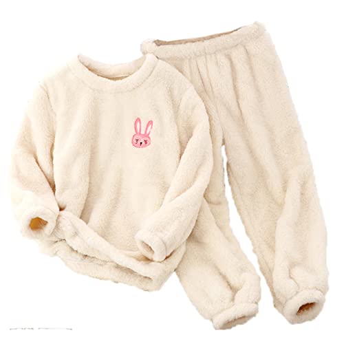 Generisch Flanell Pyjama Kinder Winter Schlafanzug Jungen Mädchen Fleece Hausanzug Set Dicke Gepolstert Lang Warme Nachtwäsche Langarm Hausanzug Flauschig Oberteile Hosen von Generisch