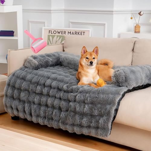 Generisch Fuzzy Dog Sofa Bed Mat,Washable Plush Couch Cover for Dog,Furniture Protector Pet Sofa Mat for Dogs and Cats,with Anti-Slip Bottom von Generisch