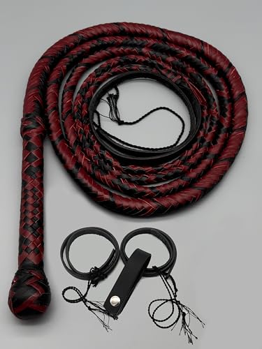 Generisch Heavy BullenlederpeitscheBullwhip in Bordeaux/Schwarz, 3FT-10FT (4FT ~ 122cm) von Generisch