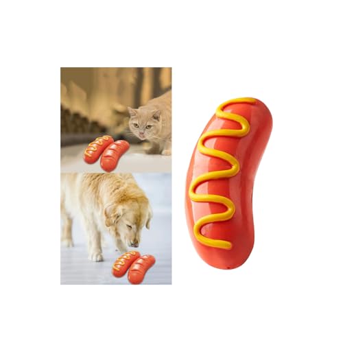 Generisch Hundespielzeug,Interaktives Hundespielzeug aus Naturkautschuk Robustes Zahnspielzeug für Haustierzahnreinigung, Hotdog-Form, Zahnreinigung, Massagepunkt, Haustier-Quietschspielzeug (3PCS) von Generisch