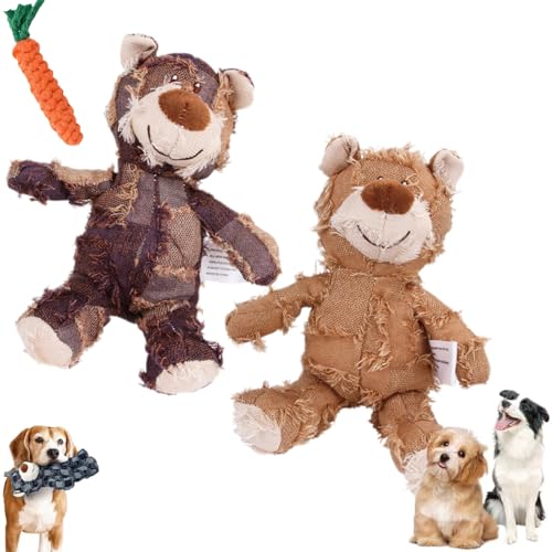 Generisch Indestructible Robust Bear Dog Toy, Petsboro Robust Bear, 2024 New Indestructible Squeaky Bear Toy for Dog, Dog Toys for Heavychewers, Interactive Dog Toys (Large,2PCS-A) von Generisch