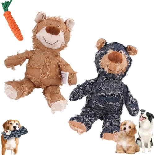 Generisch Indestructible Robust Bear Dog Toy, Petsboro Robust Bear, 2024 New Indestructible Squeaky Bear Toy for Dog, Dog Toys for Heavychewers, Interactive Dog Toys (Large,2PCS-C) von Generisch