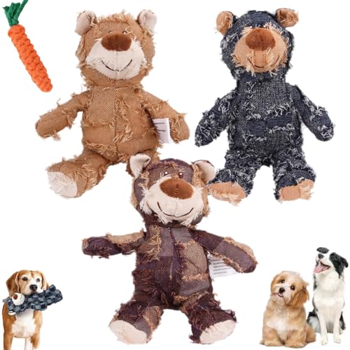 Generisch Indestructible Robust Bear Dog Toy, Petsboro Robust Bear, 2024 New Indestructible Squeaky Bear Toy for Dog, Dog Toys for Heavychewers, Interactive Dog Toys (Large,3PCS) von Generisch