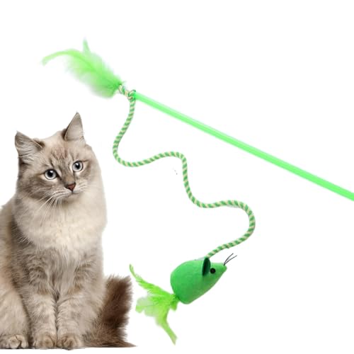 Generisch Interaktiver Katzenteaser, Katzenspielzeugfeder Zauberstab - Plüsch -Mäuse Form Interactive Wand Catcher für Kätzchen - Kätzchen -Teaser mit Katzenminister für die meisten Kätzchen von Generisch