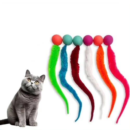 Generisch Interaktives Spielzeug für Katzen,Hüpfball,langer Schwanz Wiggly Balls,Bunt Lustiges Katzenspielzeug, Perfekt für Katzen Jeden Alters, 6 Stück von Generisch