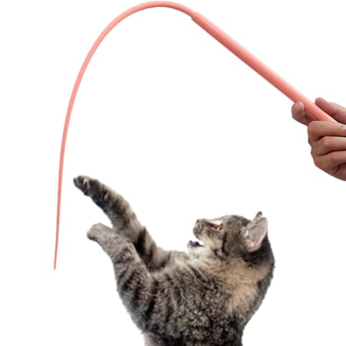 Generisch Katzenangel Silikon, Twiggle Tail Katzenspielzeug, Maus Tail Teaser Cat Stick, Magic Tail Katzenspielzeug Katzenstab Spielzeug, Teaser Mausschwanzförmiges Zauberstabspielzeug (1stk Rosa) von Generisch