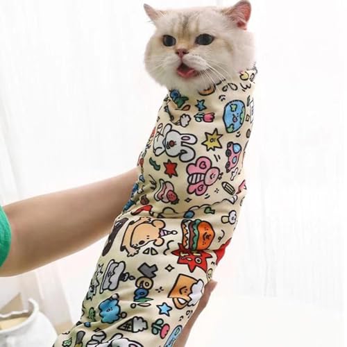 Generisch Katzenpflegetuch,Cat Grooming Wrap, Katzentuch zur Fellpflege, Katzenwickeltuch zur Fellpflege, Katzenkrallenpflegetuch, Katzenpflegetuch aus Stoff, Katzenfessel zum Krallenschneiden (M) von Generisch