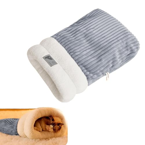 Generisch Katzenschlafsack, Haustier Kuschelbett, Halbgeschlossenes Haustier Schlafmatte, für Camping-Wärmesack, bequem für Katzen und kleine Hunde (Haustiere unter 5 kg,Grau) von Generisch