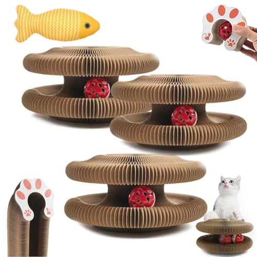 Generisch Katzenwirbel, Kettenwirbel Spielzeug, Katzenwirbel von KatzenLiebling, kratzbretter Katze, Faltbares Katzenkratzbrett-Spielzeug mit Glöckchen, Katzenspielzeug Intelligenz Spielzeug (3PCS) von Generisch