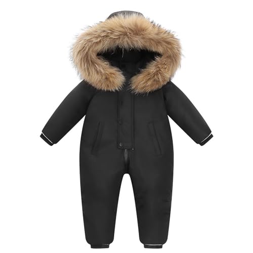 Generisch Kinder Skianzug Einteilig Daunen-Schneeanzug Baby Winter Verdickte Overall Kapuzenpullover Mädchen Jungen Strampler Winter Wasserdicht Mit ReißVerschluss Spielanzug von Generisch