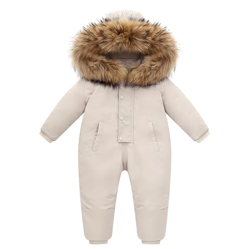 Generisch Kinder Skianzug Einteilig Daunen-Schneeanzug Baby Winter Verdickte Overall Kapuzenpullover Mädchen Jungen Strampler Winter Wasserdicht Mit ReißVerschluss Spielanzug von Generisch