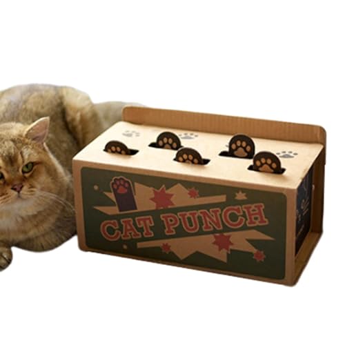 Generisch Kitten Whack Mole Spielzeug, Cat Whack Mole Spiel - Katzen-Puzzle-Spielzeug - Safe Fun Box Paws Scratcher, Katzen-Puzzlespielzeug, interaktives Box-Mäuse-Fangspiel gegen Langeweile, drinnen von Generisch