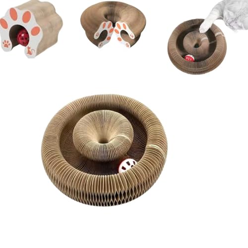 Generisch Kitty Kurlz Katzenkratzbrett, interaktives Kratzbrett, Katzenspielzeug mit Spielzeug, Glöckchen, Ball, Katzenball, Katzenkratzbrett(2pcs) von Generisch