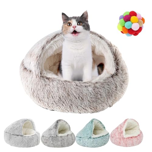 Generisch Lapcatz, Lapcatz Nest Bed,Cat Nest Bed,Winter Cat Sleeping Bag,Lapcatz Nest Bed with Cover,Lapcatz Nest for Pet,Winter Cozy Pet Bed for Cats Dogs (Coffee Long Velvet, L(50cm)-19.6inch) von Generisch