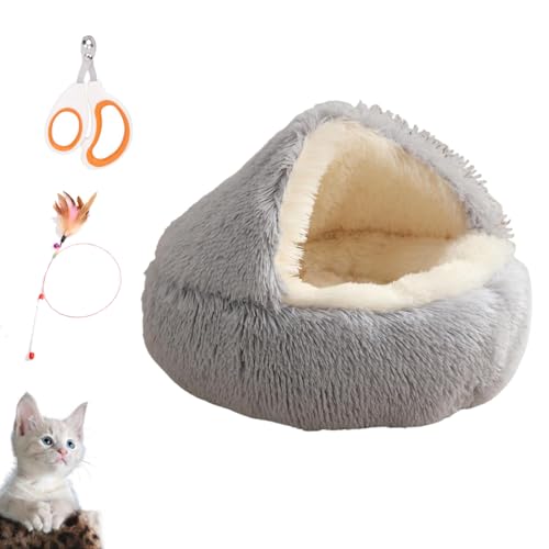 Generisch Lapcatz Nest Bed, Lap Catz Bed, Lapcatz Nest for Cats or Small Dog, Calming Cat Cave Bed Round Waterproof Bottom Washable (Hellgrau,60CM) von Generisch