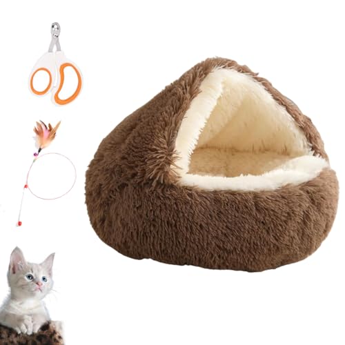 Generisch Lapcatz Nest Bed, Lap Catz Bed, Lapcatz Nest for Cats or Small Dog, Calming Cat Cave Bed Round Waterproof Bottom Washable (Kaffee,80CM) von Generisch