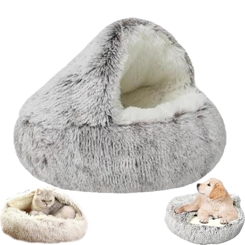 Generisch Lapcatz Nest Bett, Lapcatz Katzennest Bett, halbgeschlossenes Katzennest mit Kapuze für Innenkatzen Höhle & beruhigende Hundebetten (50cm/19.7in,Kaffee lang) von Generisch