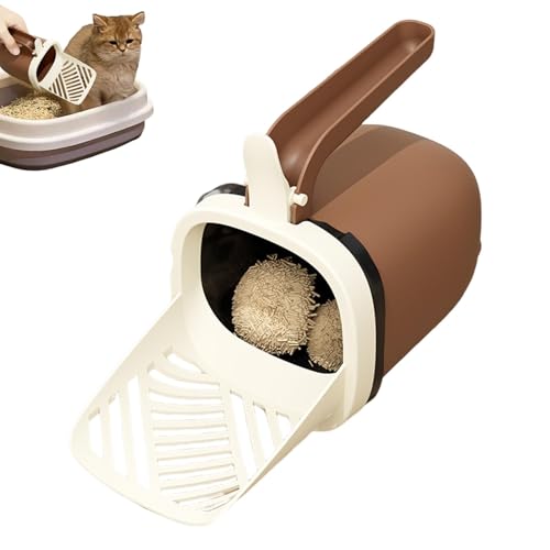 Generisch Litter Box Scooper, Cat Litter Shovel with Holder, Portable Pet Waste Scoop, Built-In Bracket & Waste Can, Easy Cleaning for Cats, 9.45x7.48x5.91 Inches von Generisch