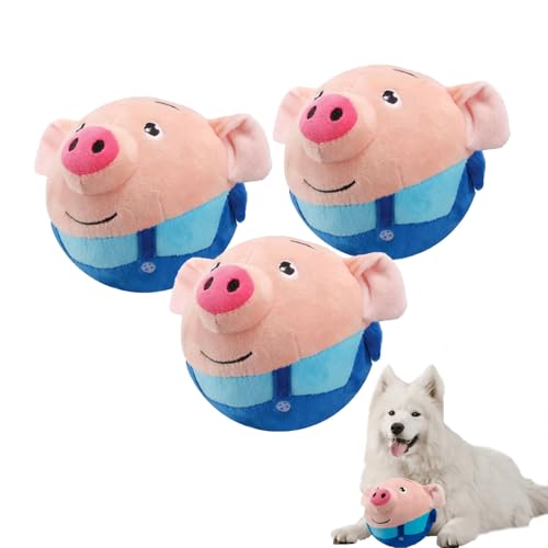 Generisch Magic Piggy, Paw Moon Ball, Washable Talking Animal Plush Toy, Interactive Dog Toy Indestructible, Bewegliches Hundespielzeug, Electric Dog Toy Movable (3 pcs) von Generisch