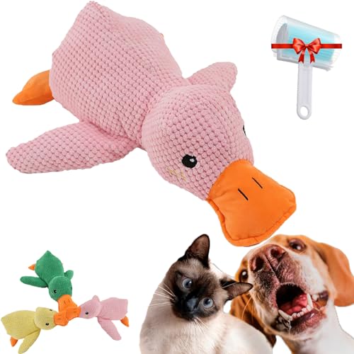 Generisch Pfotenmond Ente, pfotenmond, Anti Stress Ente für Hunde, Ente hundespielzeug, Anti Stress Spielzeug für Hunde, Beruhigendes Entenspielzeug Für Welpen (Rosa, L) von Generisch