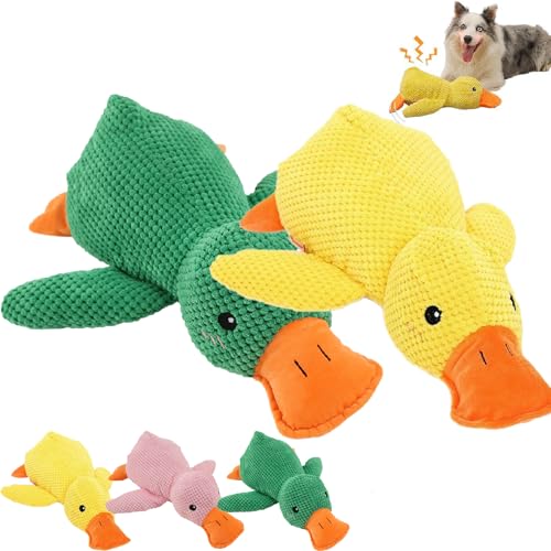 Generisch Anti Stress Ente, Anti Stress Ente Hund, Anti Stress Ente FüR Hunde, Hundespielzeug Ente (Yellow+Green, 22 * 25cm) von Generisch