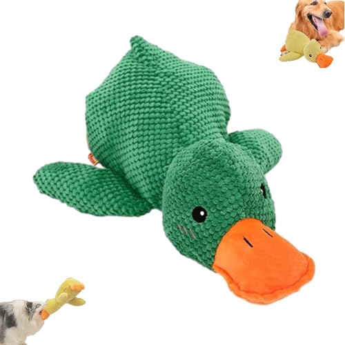 Generisch Pfotenstern Anti Stress Ente Hund, Calming Duck Dog Toy, Yellow Duck Dog Toy, Interactive Play, Firm, Soft, Crinkly, for Small to Large Dogs (Green, L) von Generisch