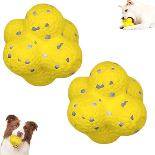 Generisch Pfotenstern Magic Ball, Kauzauberball Hund, Kauzauberball Für Hunde Pfotenstern Gelb, Hundebälle Für Große, Mittlere Und Kleine Hunde (2PCS) von Generisch