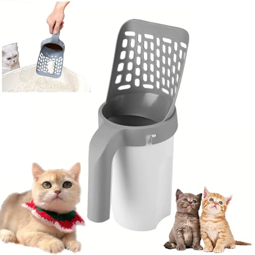 Generisch Poop Scooper, Cat Litter Scoop, New Litter Box Scooper with Holder, No Touch Cat Streuschaufel-Halter, tragbare Streuschaufel mit Beuteln, Katzenstreu-Mülleimer (1pcs) von Generisch