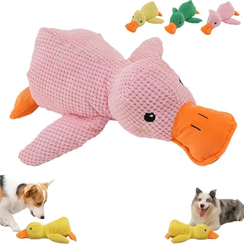 Generisch Quack-Quack Ente Hundespielzeug,Gelbe Ente Hundespielzeug,Beruhigende Ente Hundespielzeug,Die Mellow Dog Beruhigende Ente(Pink) von Generisch