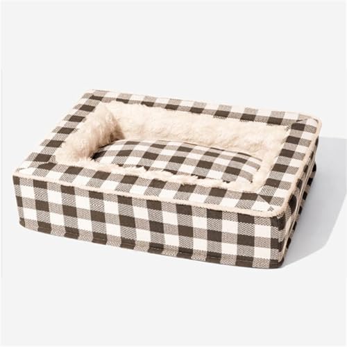 Generisch Square Dog Beds for Large Dogs,Cozy Dog Anti-Anxiety Calming Bed,Classic Tartan Pet Bed,Plush Fluffy Pet Sofa,Extra Fuzzy Memory Foam Dog Cushion,Thick Removable Washable Cover von Generisch