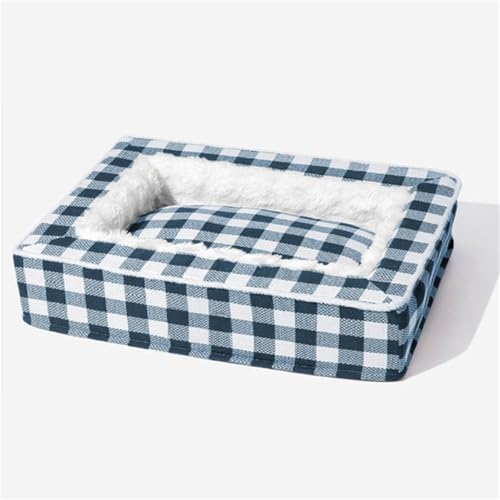 Generisch Square Dog Beds for Large Dogs,Cozy Dog Anti-Anxiety Calming Bed,Classic Tartan Pet Bed,Plush Fluffy Pet Sofa,Extra Fuzzy Memory Foam Dog Cushion,Thick Removable Washable Cover von Generisch