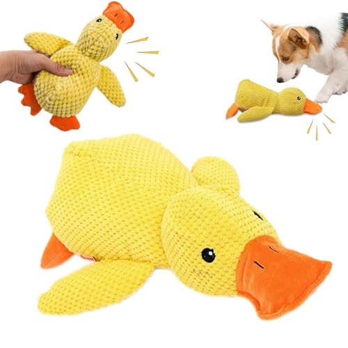 Generisch The Mellow Dog Calming Duck, Calming Duck Dog Toy, Mellow Dog Calming Duck, Soft Plush Yellow Stuffed Duck Dog Toy with Quacking Sound for Indoor Dog Puppy (M) von Generisch