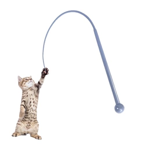 Generisch Twiggle Tail Katzenspielzeug, Mausschwanz-Soundstick-Spielzeug, Twiggle Tail Katzenangel, Silikon Teaser Zauberstab Spielzeug Für Kätzchen, Für Indoor Out (Blau (Es gibt Ton)) von Generisch