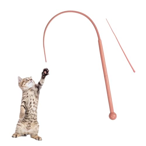 Generisch Twiggle Tail Katzenspielzeug, Mausschwanz-Soundstick-Spielzeug, Twiggle Tail Katzenangel, Silikon Teaser Zauberstab Spielzeug Für Kätzchen, Für Indoor Out (Rosa（Kein Ton）+Rosa Nachfüllung) von Generisch