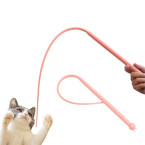 Generisch Twiggle Tail Katzenspielzeug, Mausschwanzförmiges Zauberstabspielzeug, Katzenangel Silikon, Katzenstab Interaktives Katzenspielzeug, Silikon Teaser Katzen Zauberstab Spielzeug (2PC Rosa) von Generisch