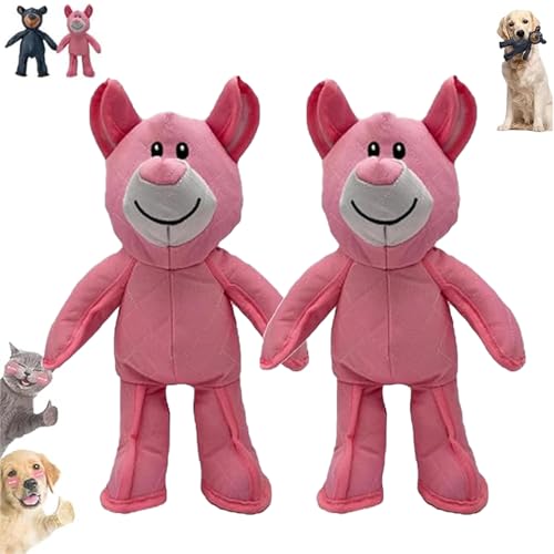 Generisch Unbreak Bear Dog Toy, 2025 New Unbreakable Extreme Bear Upgraded, for Aggressive Chewers to Keep Them Busy, Chew Toys Interactive Toys, Indestructible Squeaky T oys, for Large Dogs (PINK*2) von Generisch