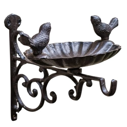 Generisch Wandmontierter Vogelfutternapf Einsatz Pole Stand schwenken Ratte deckenkorb Hanging Basket futterhäuschen Birdfeeder Mini-Vogelbadschale geschmiedetes Handwerk Schmiedeeisen Brown von Generisch