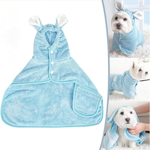 Generisch Zallopaws Dog Drying Towel, Dog Bathrobe, Dog Bathrobe for Drying Dogs, Zallo Paws Pet Towel, Microfiber Absorbent Skin-Friendly Dog & Cat Hoodie Bathrobe (X-Large,Blue) von Generisch