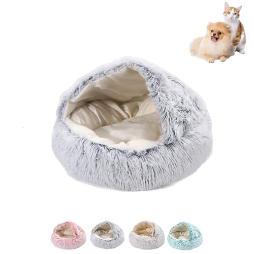 Generisch lapcatz Nest Bed, for Small and Medium Cats Dogs Winter Plush Pet Bed, Cozy Dog Bed with Cover Anti-Slip and Moisture-Proof, Lapcat Fluffy Cat Bed (Gray, 40 * 20cm) von Generisch