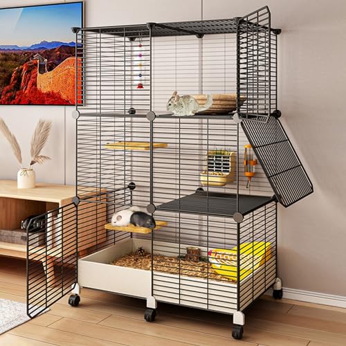 Geräumiger Kleintierkäfig aus Metalldraht mit integriertem Tablett und mobilen Rollen für einfache Reinigung, ideal für Ratten, Meerschweinchen, Chinchillas Geräumiger Kleintierkäfig aus Metalldraht mit integriertem Tablett und mobilen Rollen für einfache Reinigung, ideal für Ratten, Meerschweinchen, Chinchillas von Generisch