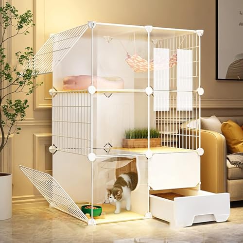 Geräumiges Katzengehege mit integrierter Katzentoilette, strapazierfähiger Laufstall für mehrere Katzen, abnehmbarer Drahtzwinger für einfache Reinigung und Transport Geräumiges Katzengehege mit integrierter Katzentoilette, strapazierfähiger Laufstall für mehrere Katzen, abnehmbarer Drahtzwinger für einfache Reinigung und Transport von Generisch