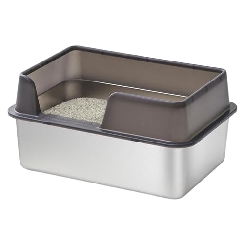 Geschlossene Edelstahl-Großabfallb, Katzenklo Groß, 19,7 X 13,8 X 9,8 Zoll Geschlossenes Edelstahl-Abfallbecken, Oben Offen Hohe Seite Stainless Steel Litter Box, Leicht Zu Reinigen Und Geruchsneutral von Generisch