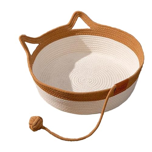 Gewebter Katzenkorb, Katzenbett, Seil, gewebter Korb, niedliches Katzenbett für Katzen und Kätzchen, Baumwollseil, Hundebett mit Griff, kratzfest, atmungsaktiv, faltbares Haustierbett, Katzennest, Gewebter Katzenkorb, Katzenbett, Seil, gewebter Korb, niedliches Katzenbett für Katzen und Kätzchen, Baumwollseil, Hundebett mit Griff, kratzfest, atmungsaktiv, faltbares Haustierbett, Katzennest, von Generisch