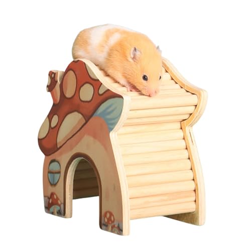 Good Ventilate Hamster Spielzeug | Holz Hamster Bogen Brücke Kleines Haus | Meerschweinchen Spielzeug | Labyrinthkäfig | Pilzhaus | Meerschweinchen hiide0ut | Tierspielzeug mit feiner Verarbeitung und von Generisch