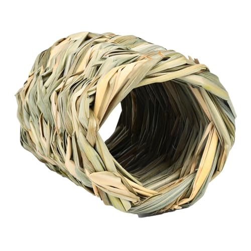 Gras Tunnel Nest - Hamster Gras Tunnel Kaninchen Tunnel Versteck | Kleines Haustier Kleintier Spielzeug, Handgewebtes Gras Bettwäsche Häschen Gras Haus Interaktives Spielzeug von Generisch