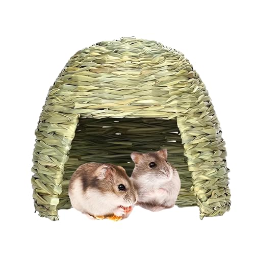 Grashaus, Klappbetten Meerschweinchenversteck Kleintierversteck Bett Lebensraum Heu Bett Spielhaus für Chinchillas, Hamster, Haustier Faltbares Strohhaus, Strohnest von Generisch