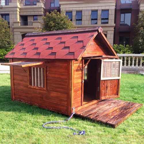 Große Hundehütte aus Holz für den Außenbereich, wetterfeste Hundehütte im Kabinenstil, für mittelgroße und kleine Hunde, Hundekäfig für große Hunde draußen, Hundehütte aus Holz von Generisch